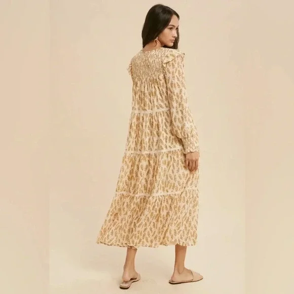 NWT Shop Stevie Long Sleeve Tiered Flowy Maxi Dress - Picture 3 of 9